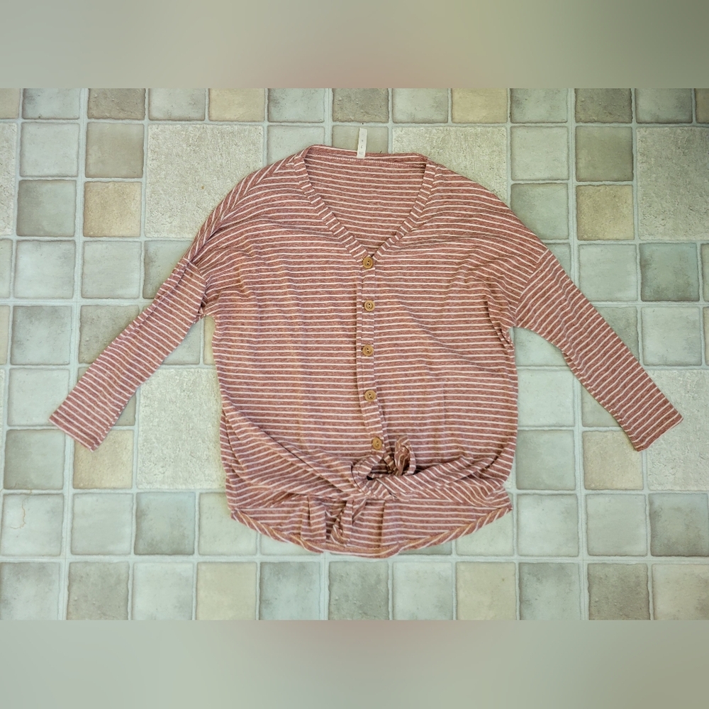 M.T.S Striped Button Down Tie Shirt Size Small